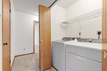 Washer and Dryer with Built In Shelving